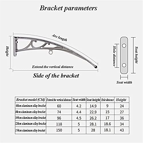 Roofing Canopies Transparent Polycarbonate Rain Shelter Cover Door Window Awning Canopy Garden Patio Porch Shelter(Color:clear;Size:120X300Cm) #TOP5