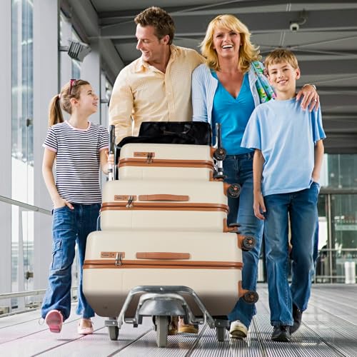 H.yeed Luggage Sets 3, ABS Hard Shell Lightweight Trolley Travel Suitcase Set with 4 Spinner Wheels TSA Lock for Man Women, 21" + 24" + 28"-White - Image 3