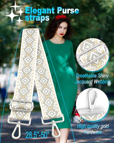 Image of Silvery Purse Straps Replacement Crossbody - Guitar Strap for Purse Crossbody