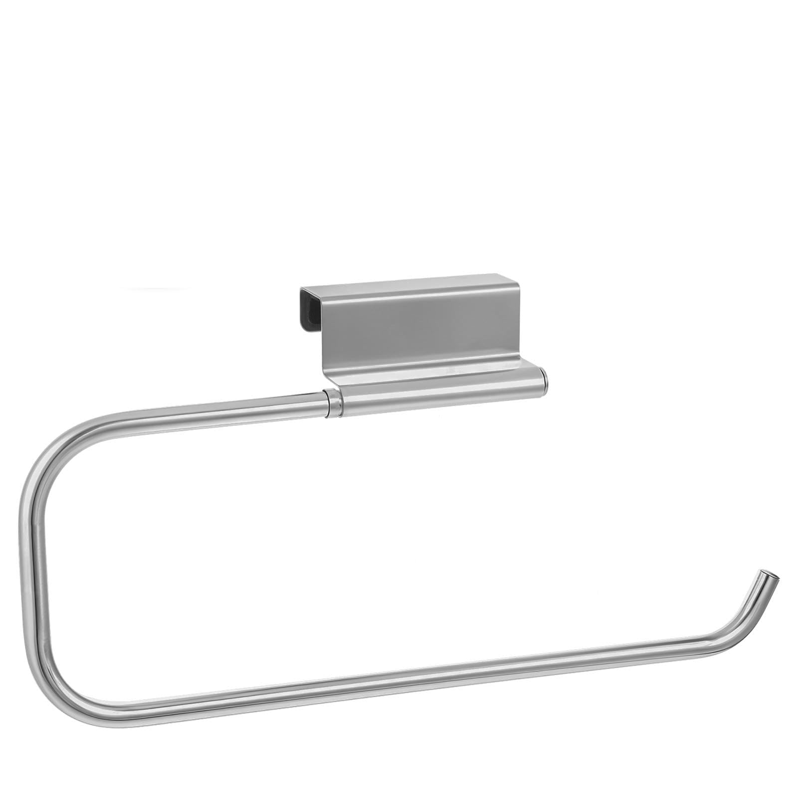 Xindojuz Paper Towel Holder for Cabinet Door, 12.4 Inches RV Camper Paper Towel Holder Hanger Rack Under Sink Tissue Towels Storage and Dispenser for Wall, Bathroom, Kitchen, Laundry Room (Silver)