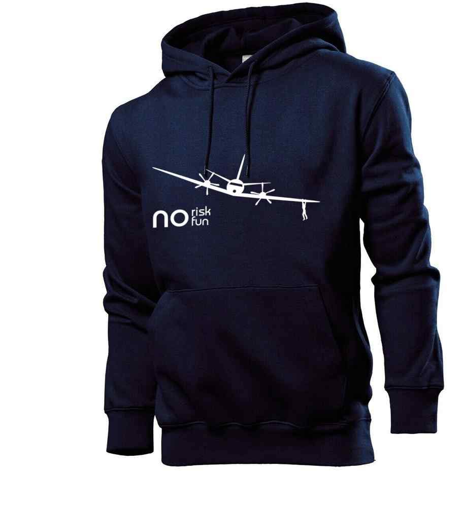 Felpa da uomo con cappuccio Generisch no Risk no Fun Aeroplano – shirt84.de blu navy M