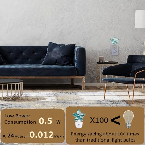 Image of Ocean Waves Night Light Plug-in Dusk to Dawn Smart Sensor White Led Nightlight for Bedroom Bathroom Kitchen Hallway Stairs Energy Efficient Decor Desk Lamp
