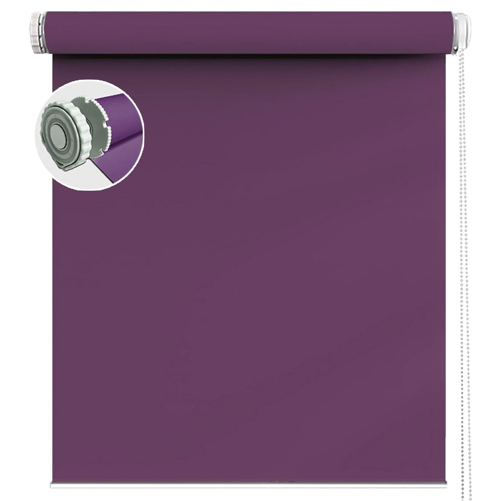 Light Filtering Roller Blinds 115 x 190 cm UV Protection Thermal Properties Premium Fabric Blackout Roller Blinds No Drilling Required for Living Room,Bathroom, Purple — image 1