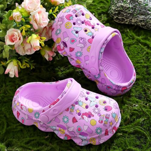 Image of Toddler Clogs for Girl Lightweight Kid Garden Clogs Breathable Slip-on Slides Sandals Slippers Children's Beach Water Shoes (jiaoma zi, 26)