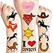 Cowboy Temporary Tattoos First Birthday Party Decorations Supplies Favors 96 PCS 8 Sheets Cute Fake Tattoo Stickers Party Games For Children Kids Boys Girls School Gifts Reward Home Activity