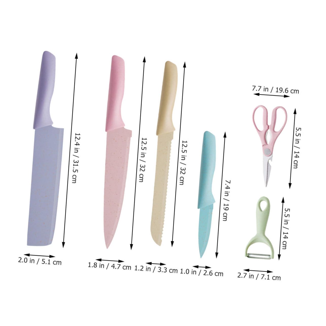 OFFSCH 1 Set Professional Stainless Steel Kitchen Knife Cutters with Ergonomic Handles for Home and Restaurant Use Versatile for Cutting Chopping and Slicing Fruits Random Color