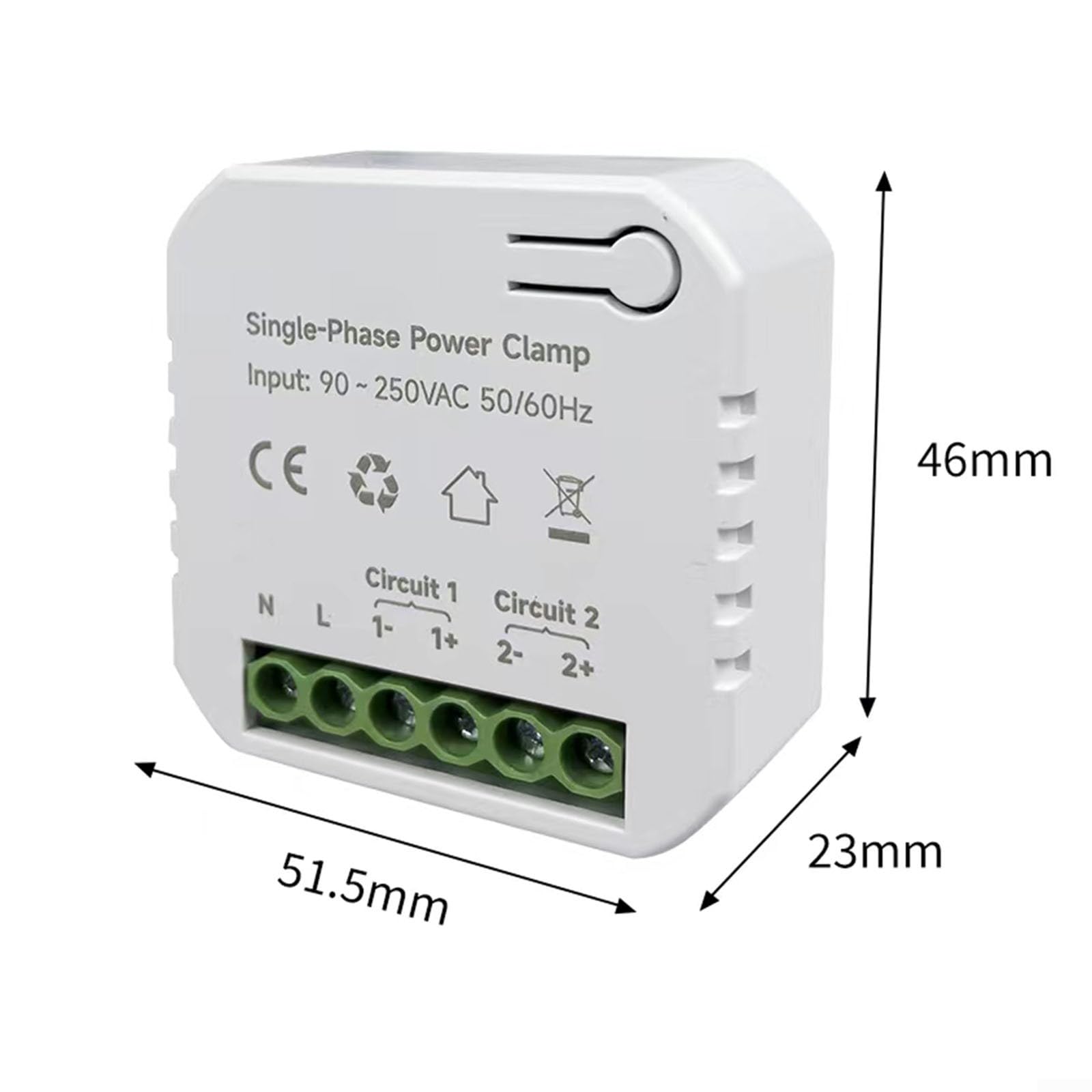 RANRAO WLAN Smart Home Energy Monitor, Monitoraggio dell'energia elettrica in tempo reale, misurazione solare/netta, funziona con app Tuya/Smart Life (monitor con 2 sensori 80A)