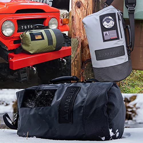 Amabilis Dave Jr. Duffel Bag, Water-Resistant Tactical Travel Duffle | Multiple Pockets | Adjustable Strap |Use As Gym Bag, Carry On, Edc And More, 18 X 10.5 Inches, 32L Stealth Black #TOP7