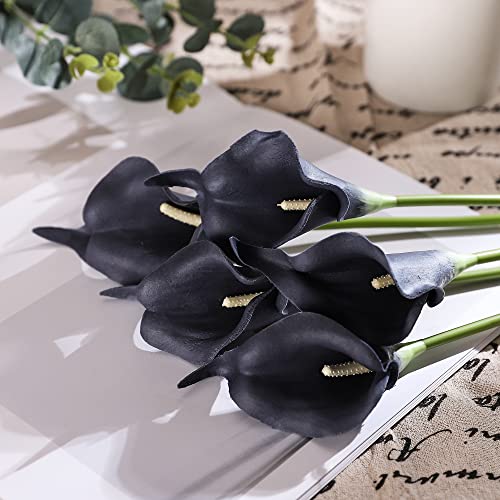 Duovlo 20Pcs Calla Lily Bridal Wedding Bouquet Lataex Real Touch Artificial Flower Home Party Decor (Purplish Blue) #TOP3