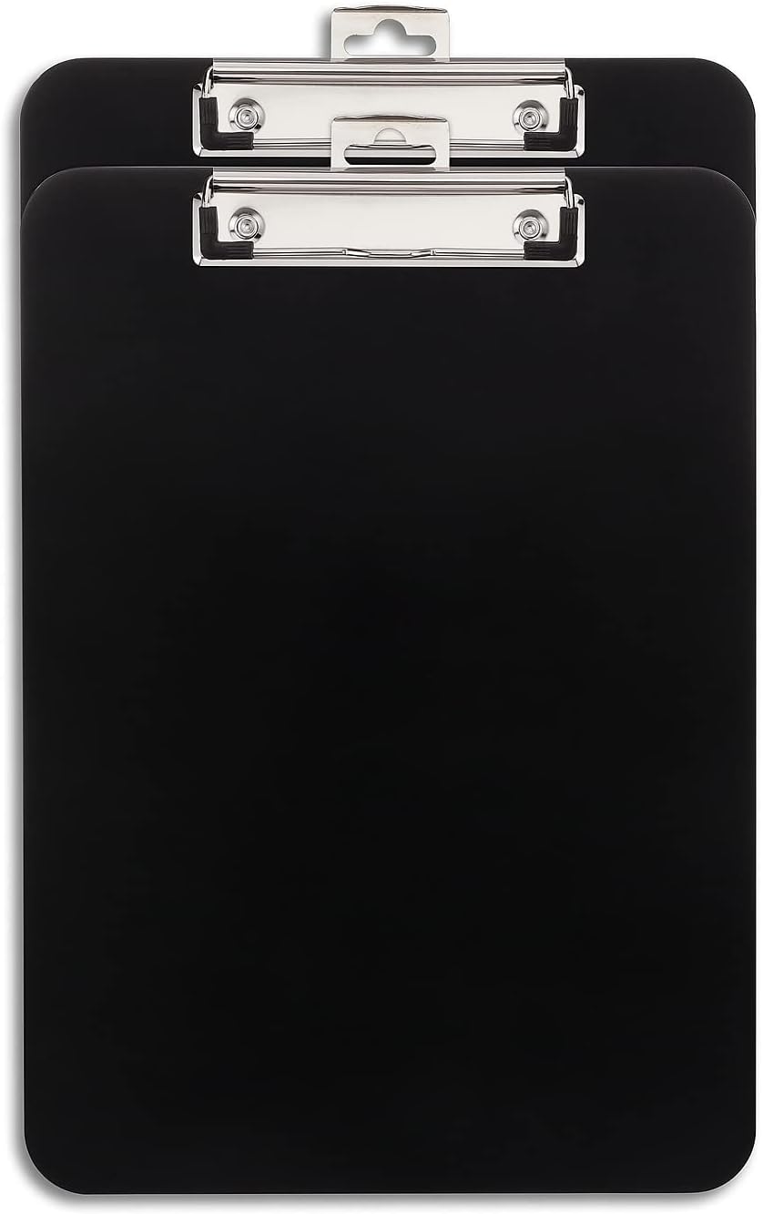 Staples Clipboards, Black, 2/Pack, 9" x 12"