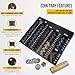 Kolibri Coin Sorting Tray – Bank Teller Change Counter Coin Counting and Sorting Tray with 6 Compartments for Assorted U.S. Coins – Black - Ideal for Bank, Business or Home Use