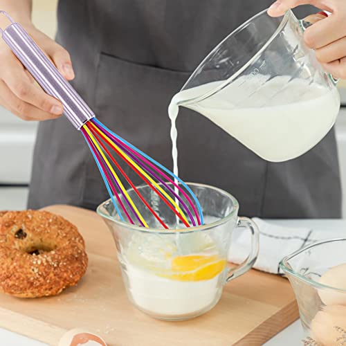 2 Pcs Silicone Whisk Set Mini Rainbow Non Stick Hand Whisk Kitchen Balloon Whisk Manual Egg Beater Silicone Small Plastic Egg Stirrer for Mixing Cooking Baking Hot Chocolate - Image 5