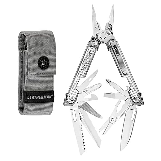LEATHERMAN, outil multifonction P4 gratuit avec verrouillage magnétique, outils accessibles à une main et gaine en nylon de qualité supérieure.
