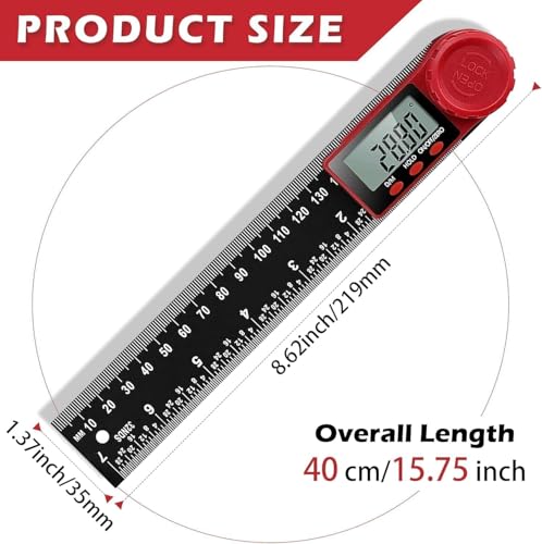 Digital Angle Finder Ruler with LCD Display, 200mm/7 Inch Digital Protractor Inclinometer Measuring Tool for Woodworking, Carpenter, Construction, DIY Projects - Image 5