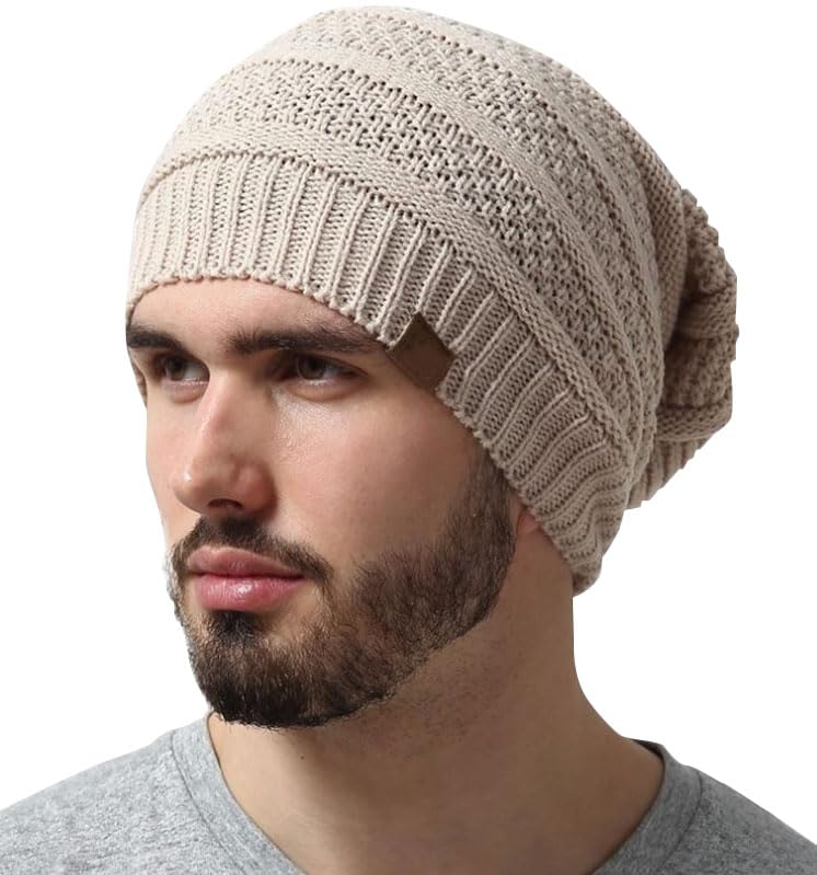 Knit Beanie – Chunky, Long & Oversized Beanie Hats for Men & Women – Round Comfort – Beanie Cap