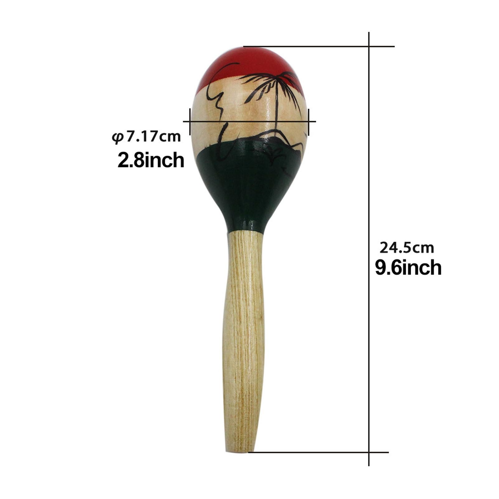 2 Paczki Drewniane Marakasy Muzyczne Malowane Drewniane Maraca Ręczny Instrument Perkusyjny, Dekoracje Świąteczne Fiesta Dla Muzycznej Zabawy (Color : B)