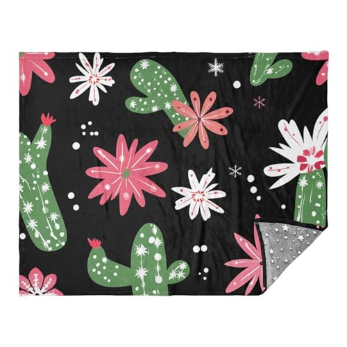 Manta suave con diseño de copo de nieve y cactus para oficina, manta suave para sala de estar, 50 x 70 pulgadas, para adolescentes y niñas