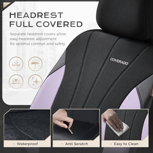 Image of Coverado Seat Covers 2-Pack, PU Leather Car Protectors Front Seats, Luxury Universal Fit Seat Covers for SUV, Truck, Sedan and Most Vehicles