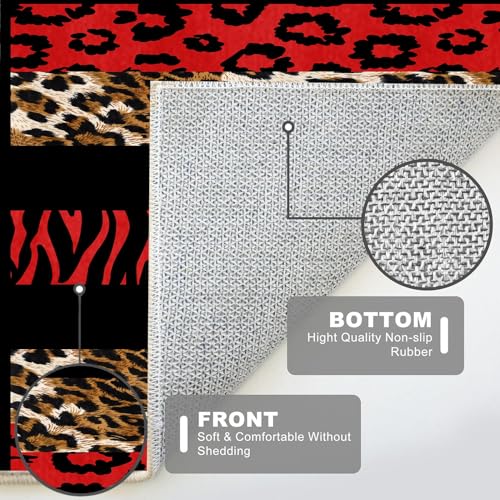 Tapete decorativo animal print negro y rojo 4x6 ft miniatura 6