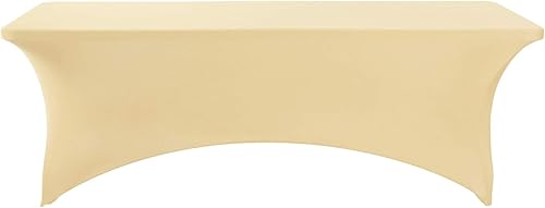 Miniatura 502 de FORLIFE Paquete de 6 manteles de elastano, de ajuste universal para mesas rectangulares de 6 pies, para patios, bodas, banquetes, fiestas