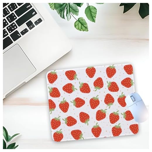 1 Pcs Cute Strawberry Fruit Theme Non-Slip Rubber Mouse Pad for Home Office Desk Laptop Gifts for Women Girls Friends