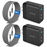 2Port 45W Super Fast Charger Type C, 2Pack 45W USB-C Charger Android Phone Charger Fast Charging for Samsung Galaxy S24 Ultra/S24+/S24/S23 Ultra/S23+/S22/S20/Note10+/Tab S9 with 2X 10ft Type C Cord