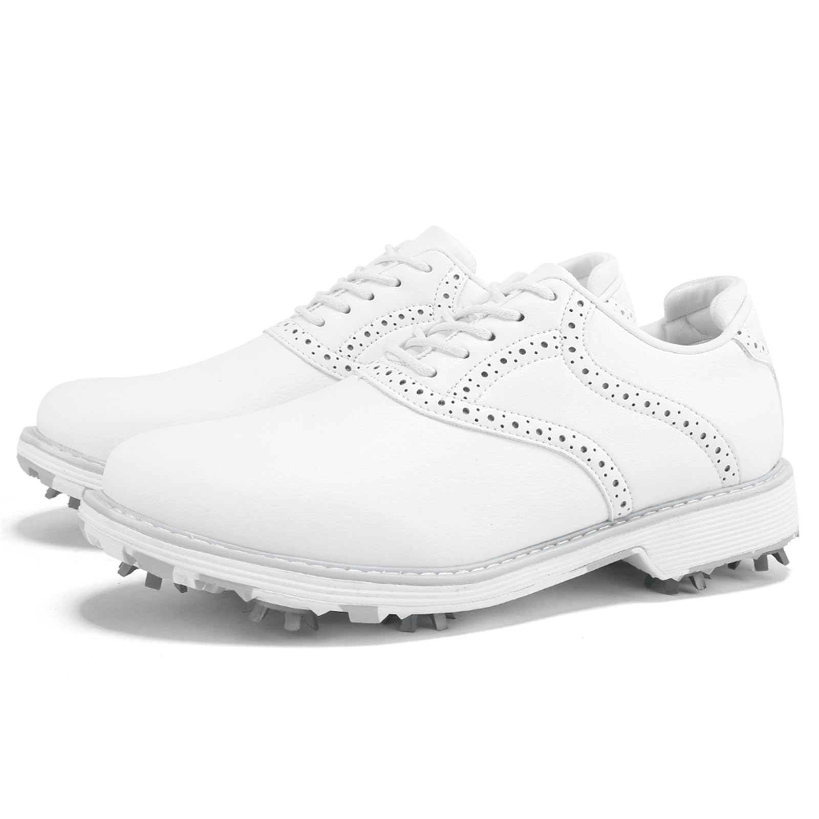 Scarpe da Golf Spikes da Donna Impermeabili da Lavoro da Golf in Pelle con Lacci Antiscivolo