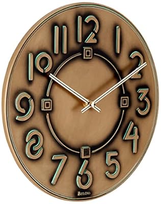 Bulova C3333 Frank Lloyd Wright Exhibition Wall Clock, Antique Bronze Metallic Finish