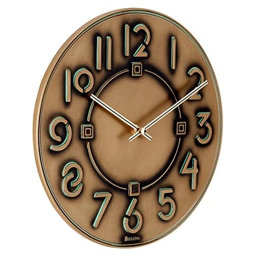 Bulova C3333 Frank Lloyd Wright Exhibition Wall Clock, Antique Bronze Metallic Finish