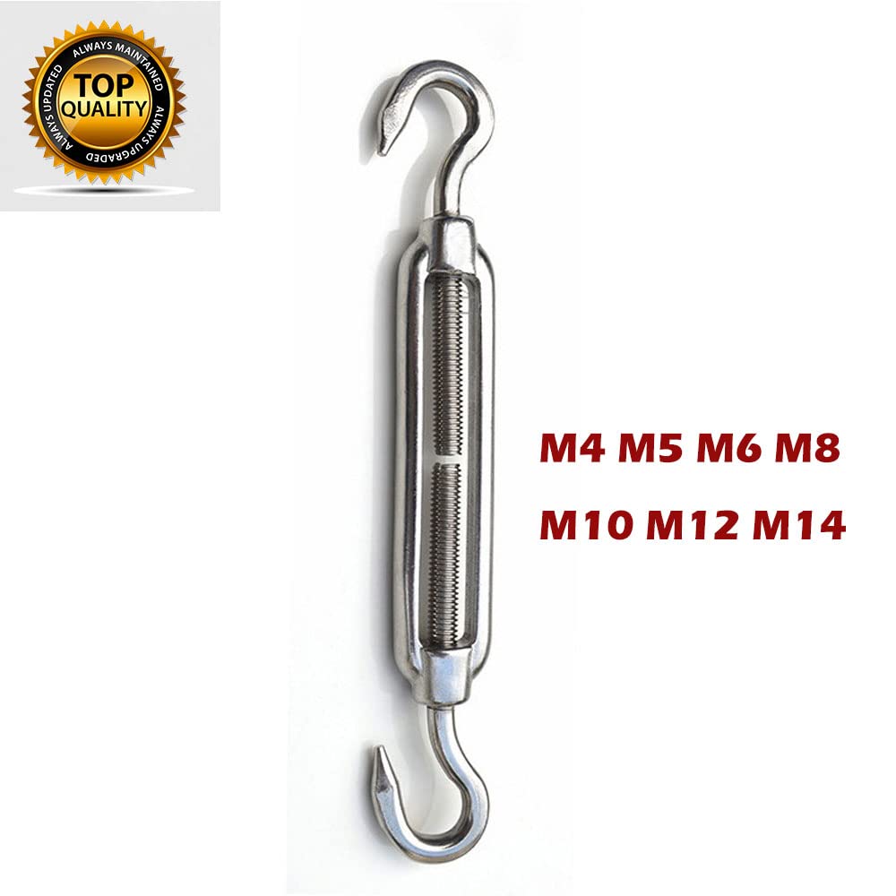 M6 Turnbuckle Hook and Hook Light Duty Wire Rope Tension Body Turnbuckle Straning/Rigging Screw Barrel Strainer