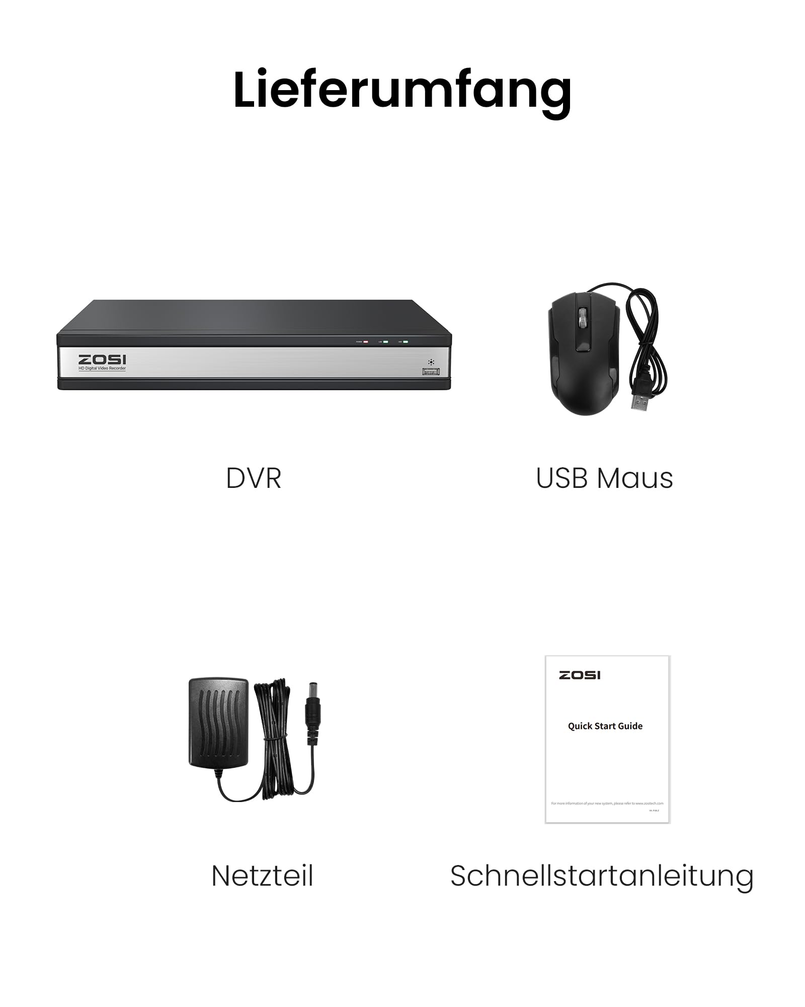 ZOSI 16CH H.265+ 1080P DVR Video Recorder mit 4TB Festplatte | KI-Erkennung, Hybrid 4in1 AHD CVI TVI CVBS Überwachungsrecorder, 16-Kanäle Verkabelt BNC Eingang, HDMI VGA Ausgang