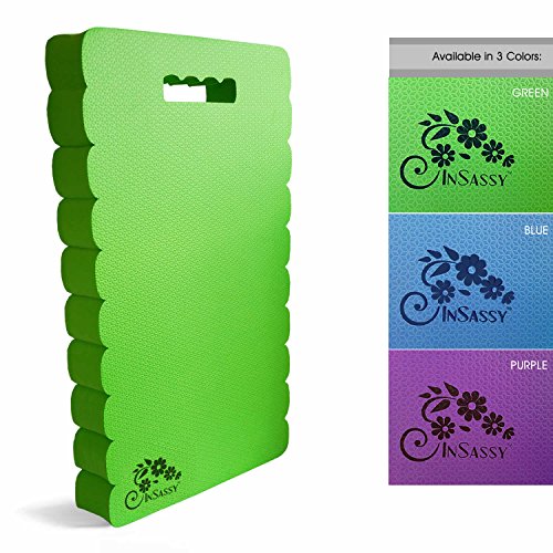 Insassy Garden Kneeler Pad - Kneeling Mat Gardening Baby Bath Work Yoga Exercise & Prayer - High Density Knee Pad, Green (Largest & Thickest - 22 X 11 X 1 1/2 Inches) #TOP3