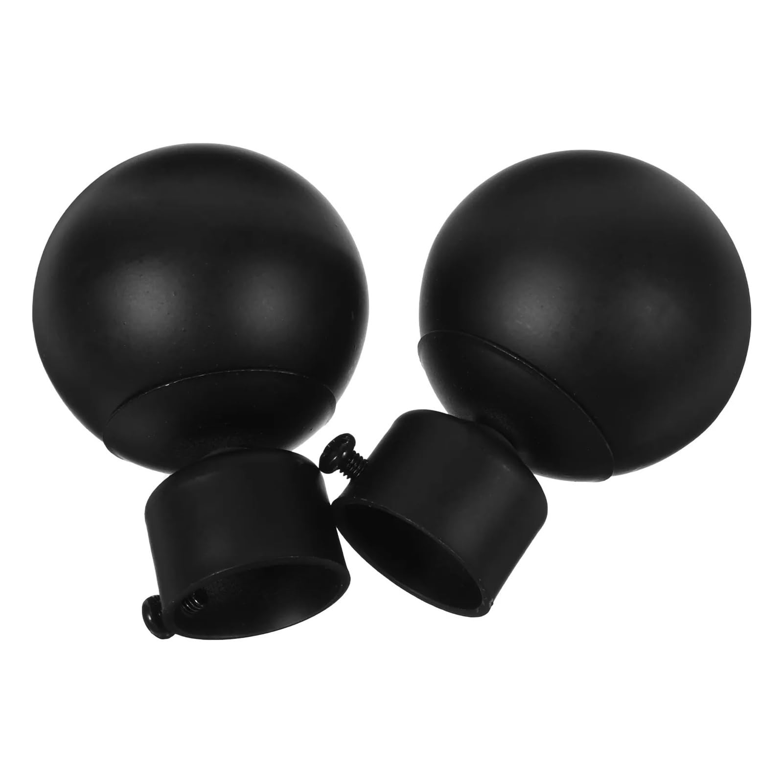 Xavren Curtain Rod Finial Screw 2pcs Iron Curtain Rod End Caps Black 28Mm Diameter Adjustable Screw Fit Most Rods Round Ball Design Home Office Decor for Drapery Poles
