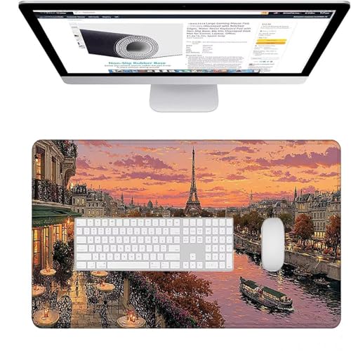 Tapis de Souris Rose 700 x 400 x 4 mm Grand Tapis de Souris XXL Paysage sous Main Bureau Gamer, à Bords Cousus, Base en Caoutchouc Antidérapante Mouse Pad pour PC, Portable, Decoration Maison l-9275 – vue 5
