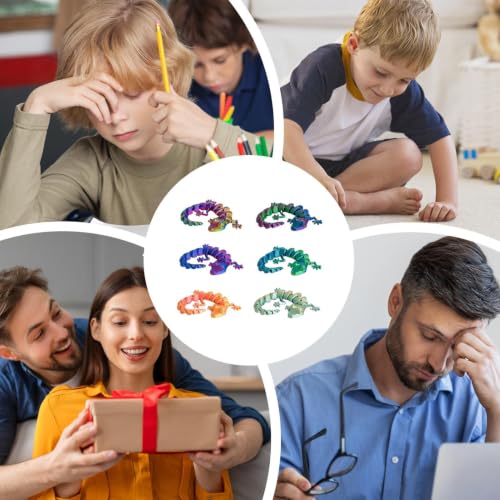 Lagartos articulados 3D en pack de 6 juguetes sensoriales de reptiles para el hogar 4