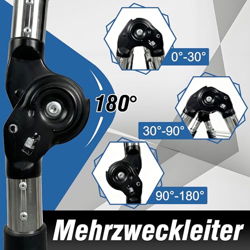 Brsheco Teleskopleiter 5M Edelstahl Leiter 5m mit Stabilisator Groosse Anwendbarkeit Teleskop Stehleiter Haushaltsleiter,150 kg Belastbarkeit