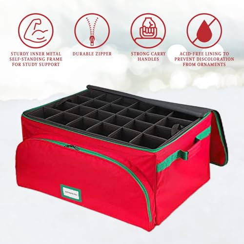 Holdn’ Storage Premium Christmas Ornament Storage Container - Holds Up To 72-4 Inch Ornaments Durable 600D Fabric - Adjustable Dividers thumb #1