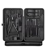 KIT DE MANICURA Y PEDICURA 24 EN 1 ✨ – Incluye cortaúñas grandes, medianos y pequeños, tijeras de precisión, pinzas para cejas, limas, herramientas para cutículas y accesorios de pedicura profesional. Un set completo para el cuidado de uñas de manos y pies en casa o en salón de belleza.