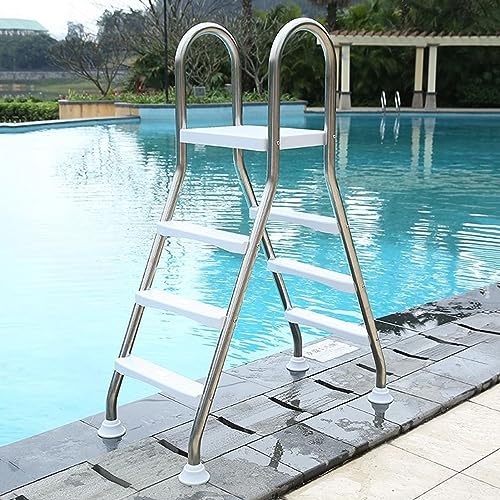 Escalera para piscina de acero inoxidable 4 pasos plata miniatura 6