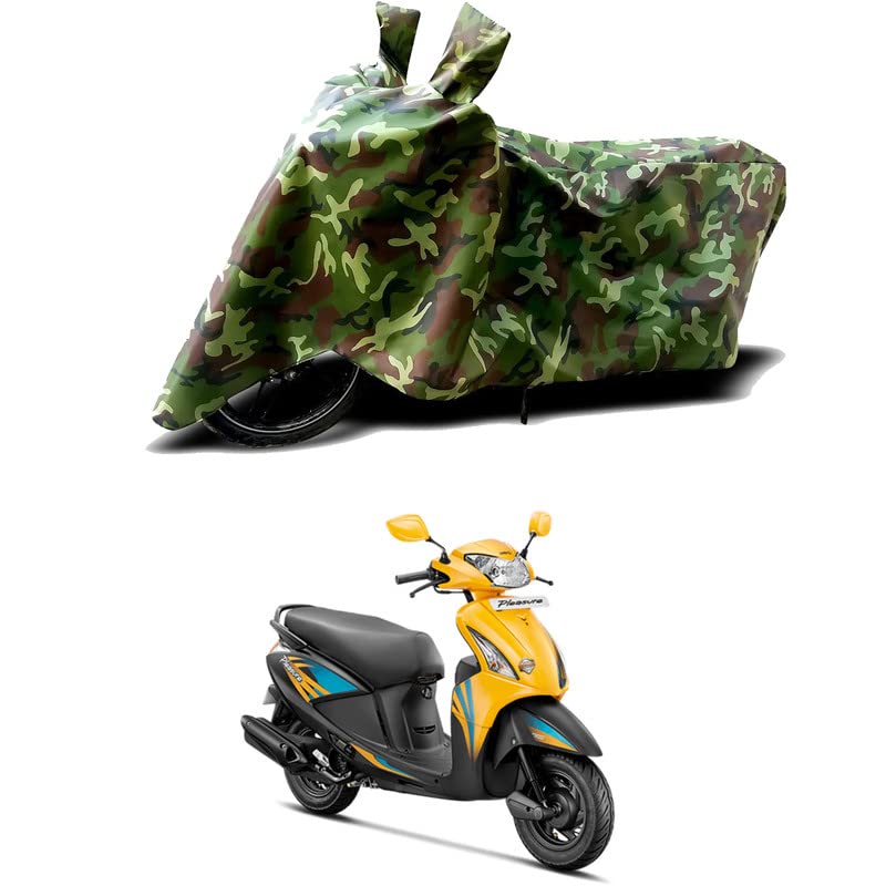 Image of 100% Water Resistant Full Bike Scooty Two Wheeler Body Cover Compatible For Hero Pleasure BS6 /UV-Rays /Heat Protection /Birds Dropping /Scratchproof /Dust proof /Waterproof /All Varient[Green MJ]