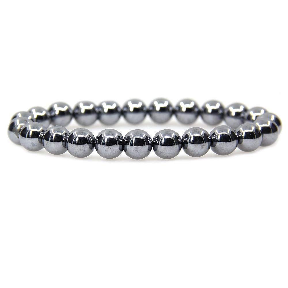 Angelstones Handmade Gem Semi Precious Gemstone 8mm Round Beads Stretch Bracelet 7" Unisex