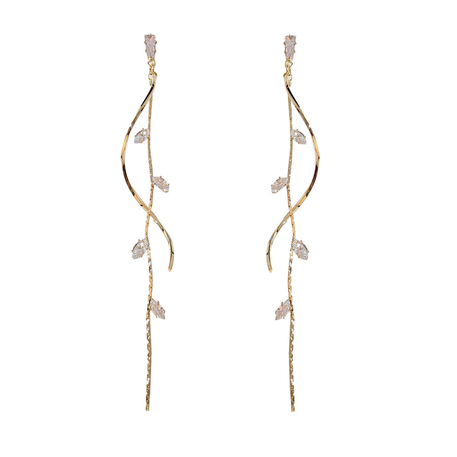 DIELOVEHUA Pendientes Colgantes Largos, Pendientes Largos Mujer, Pendientes Colgantes Mujer, Pendientes Hipoalergenicos, Pendientes Larga Borla Cristal Ola Pendientes, Pendientes Colgantes Joyería de Moda