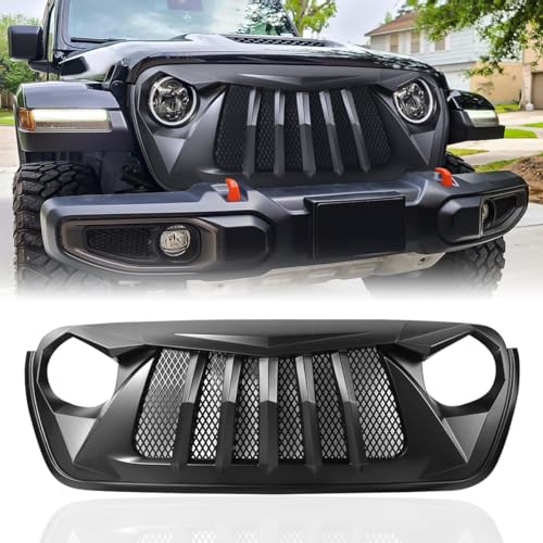 Front Grill Black Grille Grid For Jeep Wrangler JL JLU 2018, 2019, 2020, 2021, 2022 2023 2024 & Jeep Gladiator JT （C style）