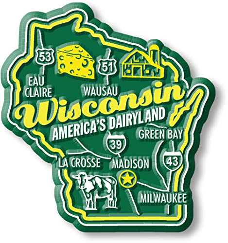 Imán decorativo de goma vintage estado Wisconsin 2.3x2.5"