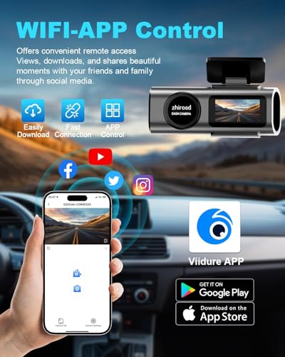 4K WiFi Dashcam Auto Vorne,App-Steuerung Auto Dashcam mit 64G SD-Karte und Abnehmbare Halterung,1.47" IPS Bildschirm,170°Superweitwinkel,Nachtsicht,WDR,G-Sensor,Loop-Aufnahm,24H Parküberwachung 3