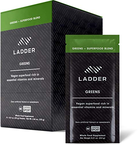 LADDER Sport Superfood Greens - Spirulina, Matcha, Vitamin D, Magnesium, Rhodiola, Zinc, Sugar-Free, Soy-Free, Vegan, 15 On-The-Go Packets, NSF Certified for Sport