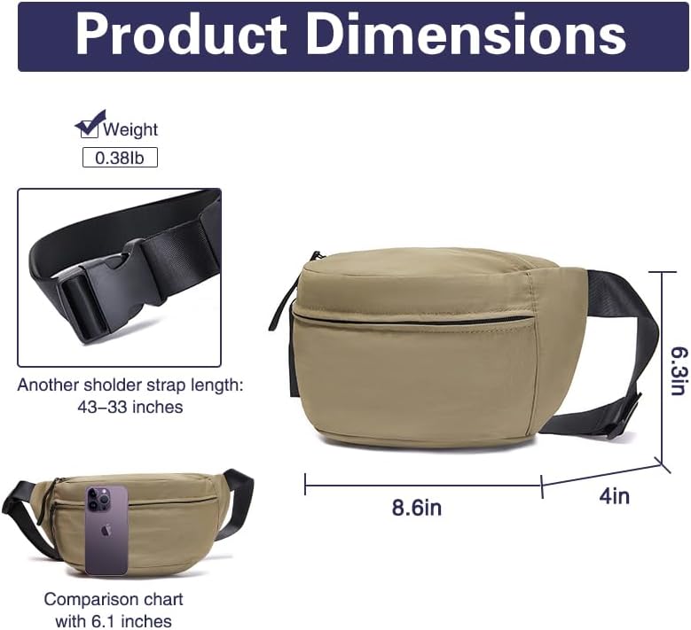 Large Capacity Nylon Women Sling Bags Girl Fanny Pack Crossbody Bag Men Shoulder Bag Unisex Classic Waist Packs Purse Hiking Chest Bag, Easy Carry Any Phone,Wallet - Image 9