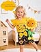 PaPaai Sara Baby Girl Clothes 12-18 Months Girl Clothes Infant Girls Outfit 1 Year Old Birthday Outfits Summer Short Set Yellow Sunflower T-shirt Matching Black Short 2PCS Clothing Set