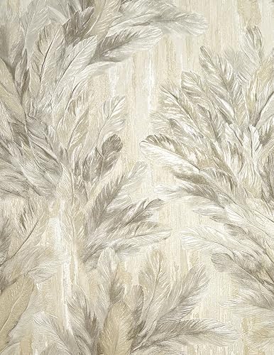 Vymura M95694 Gianni Feather Heavyweight Vinyl Wallpaper, Natural Beige