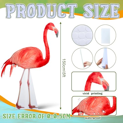 Image of Geelin 5ft Flamingo Cardboard Cutout Standup Flamingo Party Decoration Life Size Summer Beach Theme Decoration Tropical Backdrop Photo Prop for Hawaii Beach Themed Birthday Party Decor